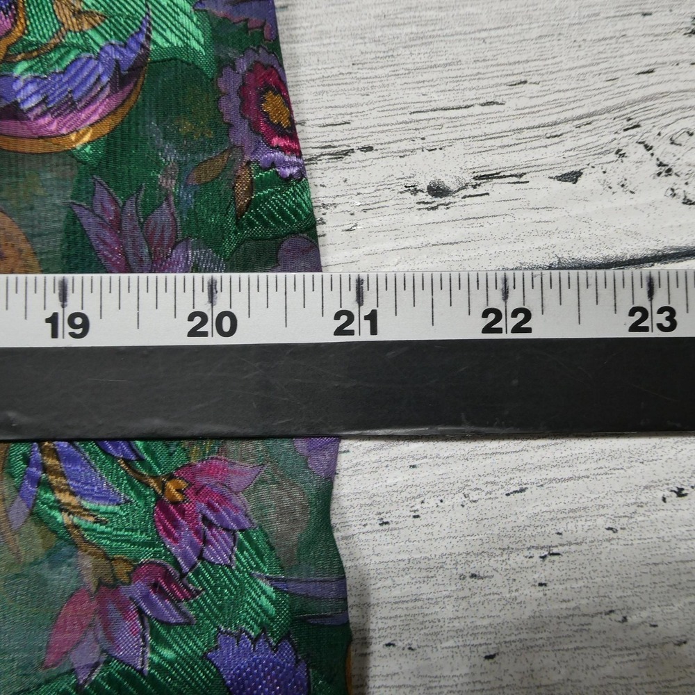 Vintage Victoria's Secret Robe Womens M/L Green Floral Chiffon Kimono Sheer - Picture 9 of 10